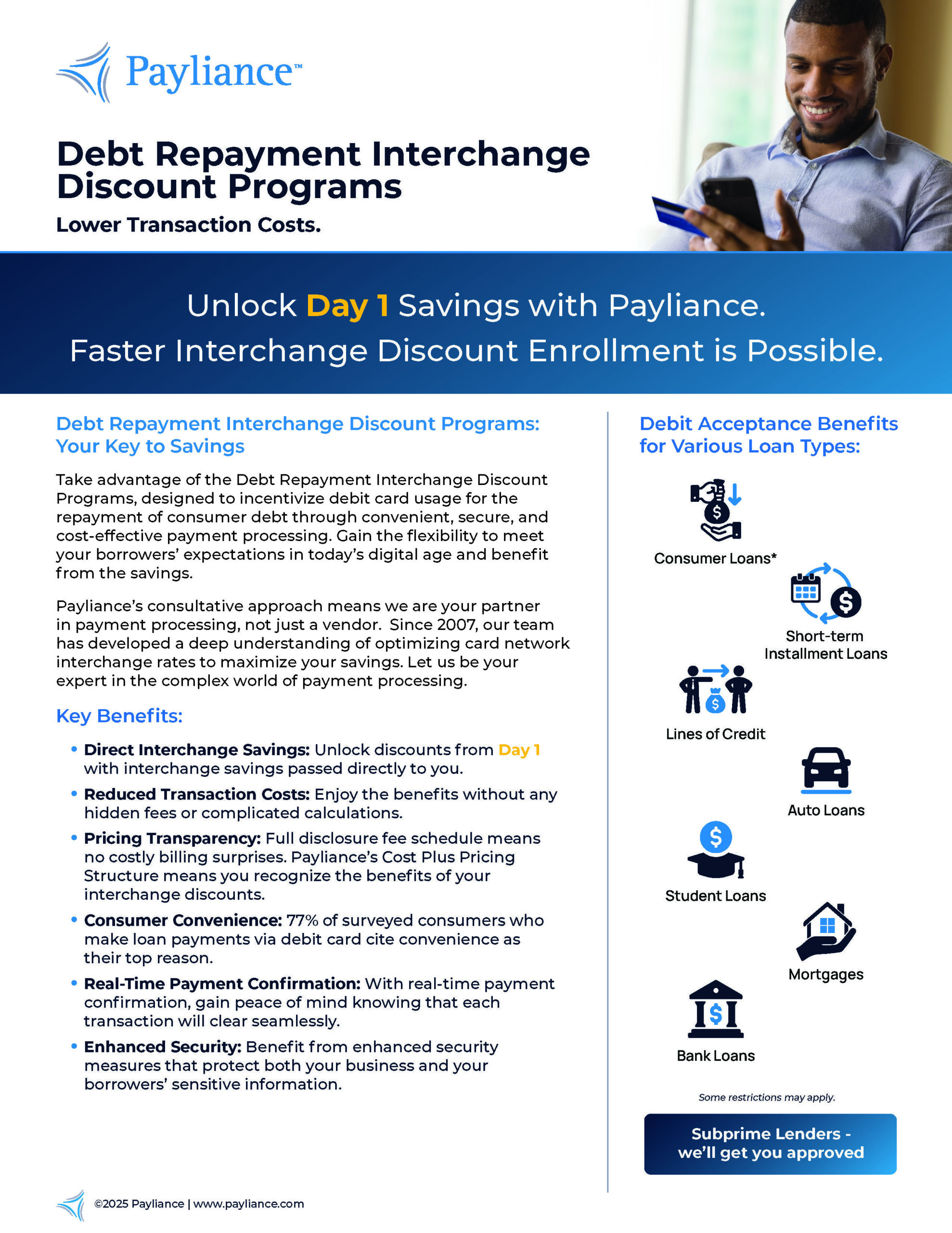 Debt Repayment Interchange Discount Program Enrollment Solution Brief